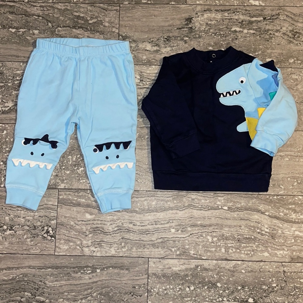 2 piece long sleeve dinosaur outfit
